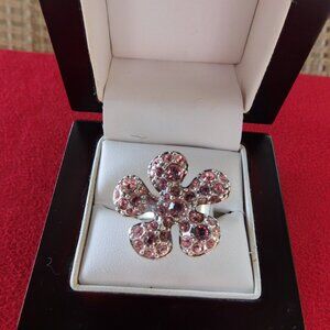 Ladies Pilgrim Pink Crystal Ring